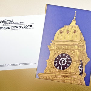 Dubuque Postcard, Dubuque Iowa Town Clock