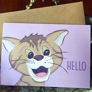 Cute Cat Greeting Card, Thinking of You Card, Pet Sitter Thank You Card, Kitten Note Card, Blank 5 x 7 Note Card
