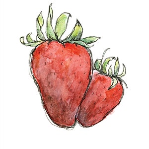 Sweet Strawberry Greeting Card, Thinking of You Note Card, Personalized Blank 5 x 7 Card image 6