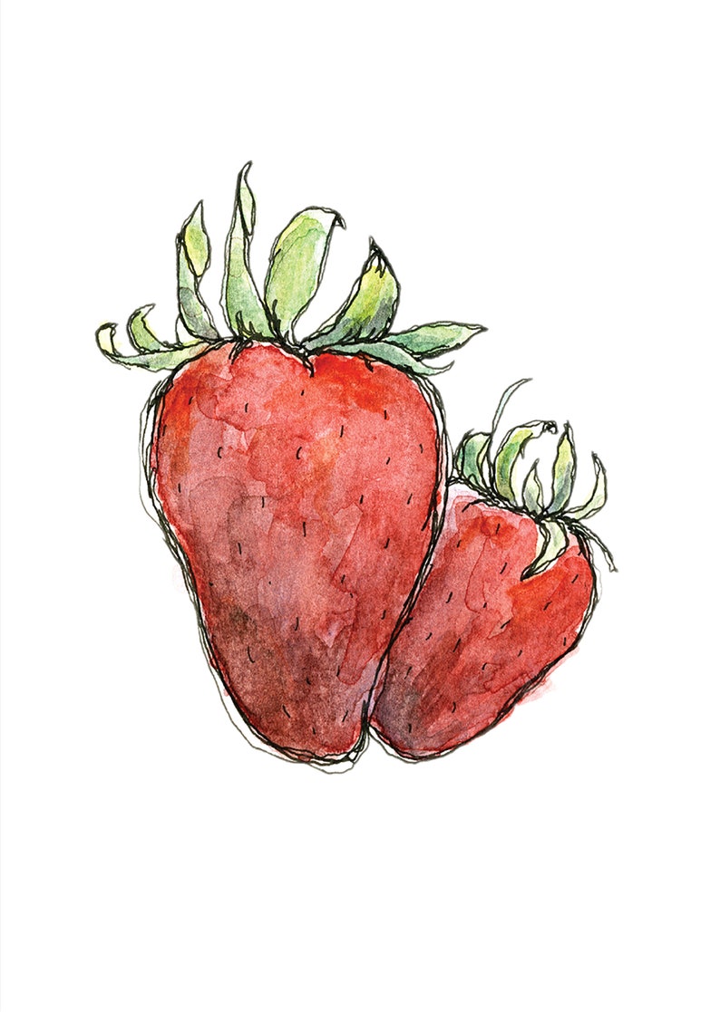 Sweet Strawberry Greeting Card, Thinking of You Note Card, Personalized Blank 5 x 7 Card image 6