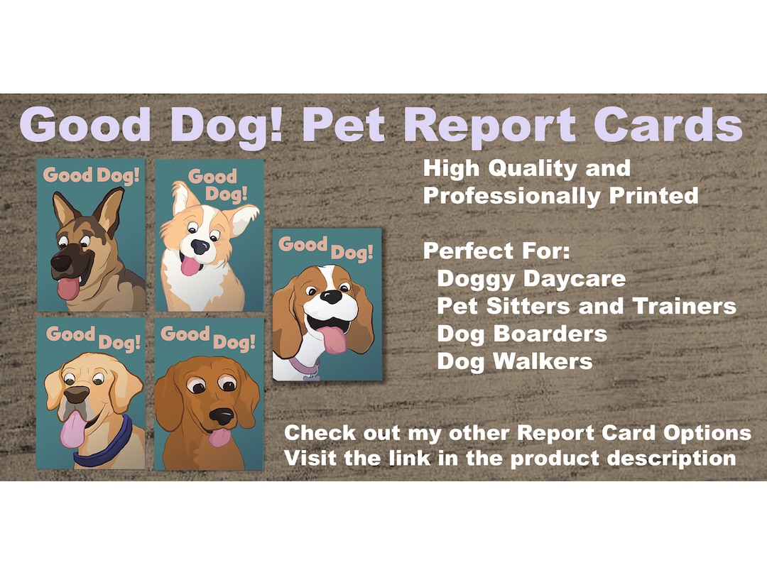 Dog Report Card, Pet Sitter Form, Dog Boarding, Pack of 25