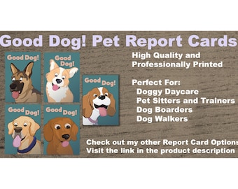 Pet Report Card, Dog Boarding Report Card, Pet Sitter Form, Dog Walker Report Card, Dog Lovers Card, Multi-Dog pack of 25