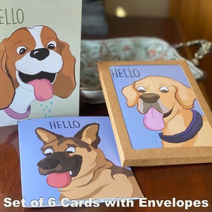 Tarjetas de felicitación de perros divertidos, juego de tarjetas festivas, paquete de tarjetas de amistad, juego de tarjetas de mejor amigo de 6 tarjetas, tarjetas de notas de 5 x 7