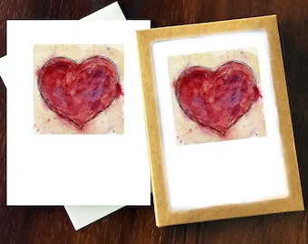 Just Because I Love You Note Card, Heart Card, Valentines Day Gift and Thinking of You 5 x 7 Blank Greeting Card - 6 Card Set