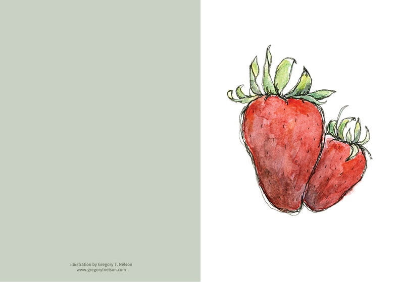 Sweet Strawberry Greeting Card, Thinking of You Note Card, Personalized Blank 5 x 7 Card image 5