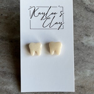 White Glitter Tooth Earrings