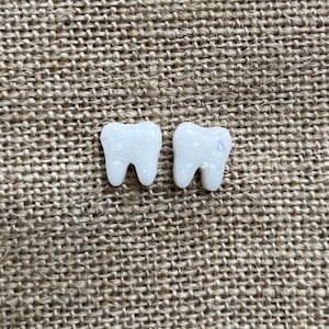 Iridescent Tooth Earrings