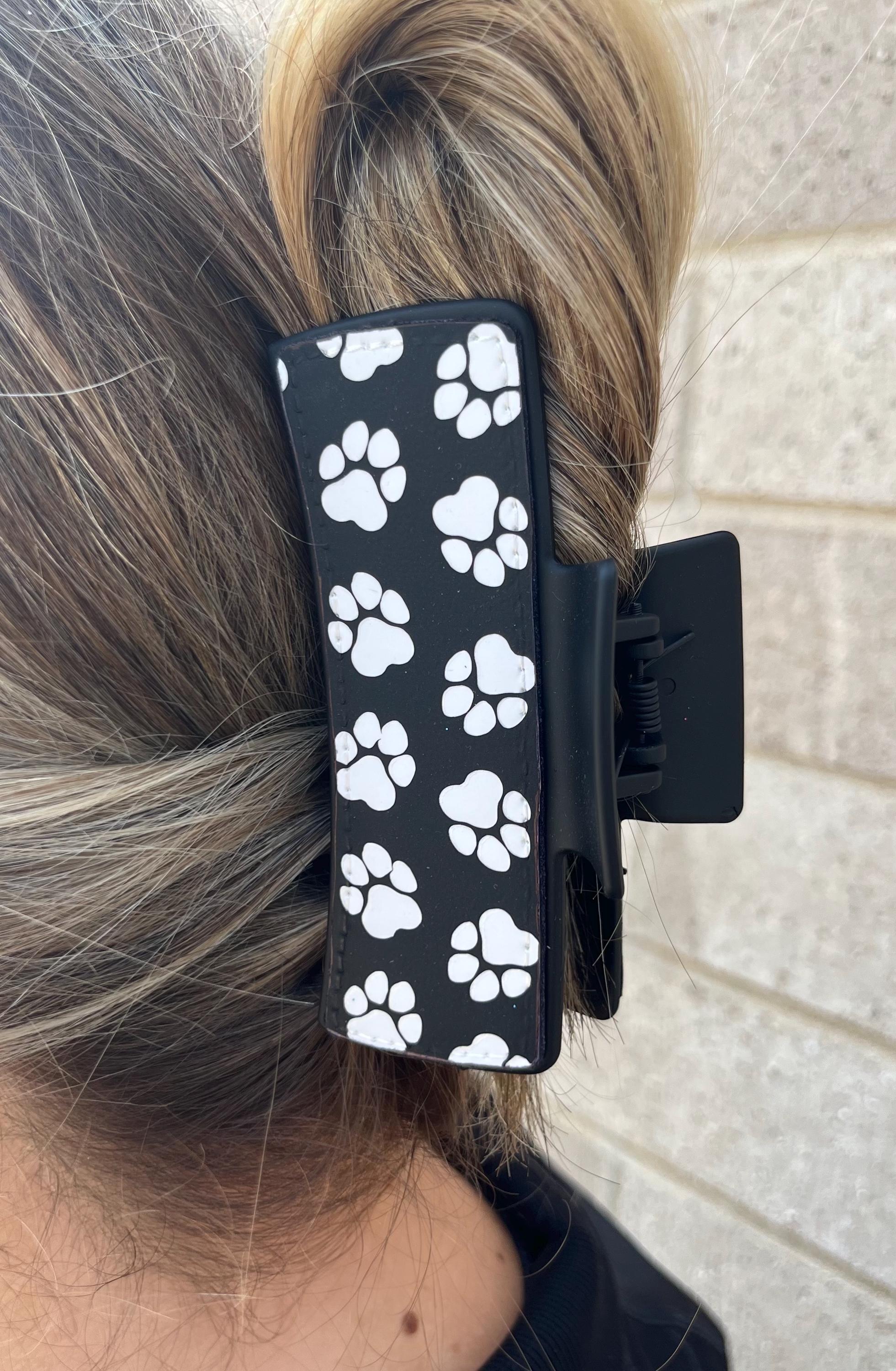 Matte Black Paw Print Hair Claw - Etsy