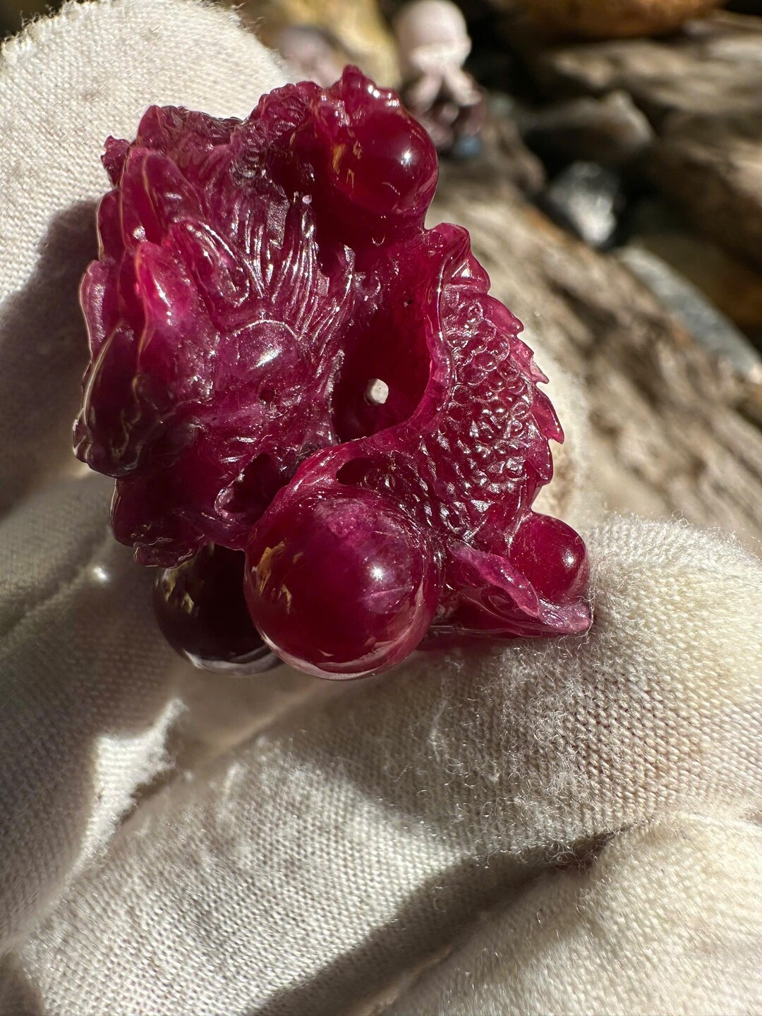 113ct Untreated Ruby Dragon Statue – Hand Carved Gemstone - Etsy