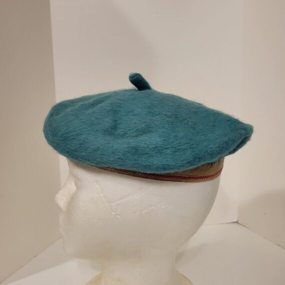 Vintage Printemps Paris Angora Turquoise Tam Beret - image 10