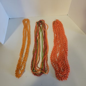 Vintage Lot of 3 1960's Retro Plastic Bead Rope Necklaces image 1