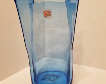 Vintage Handmade Blenko Blown Glass Envelope Vase