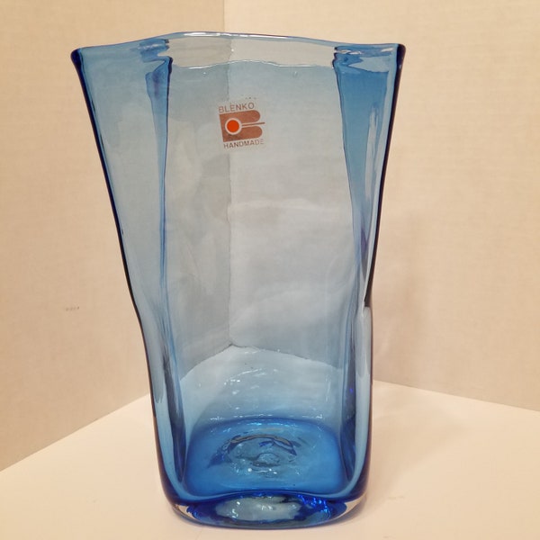 Vintage Handmade Blenko Blown Glass Envelope Vase