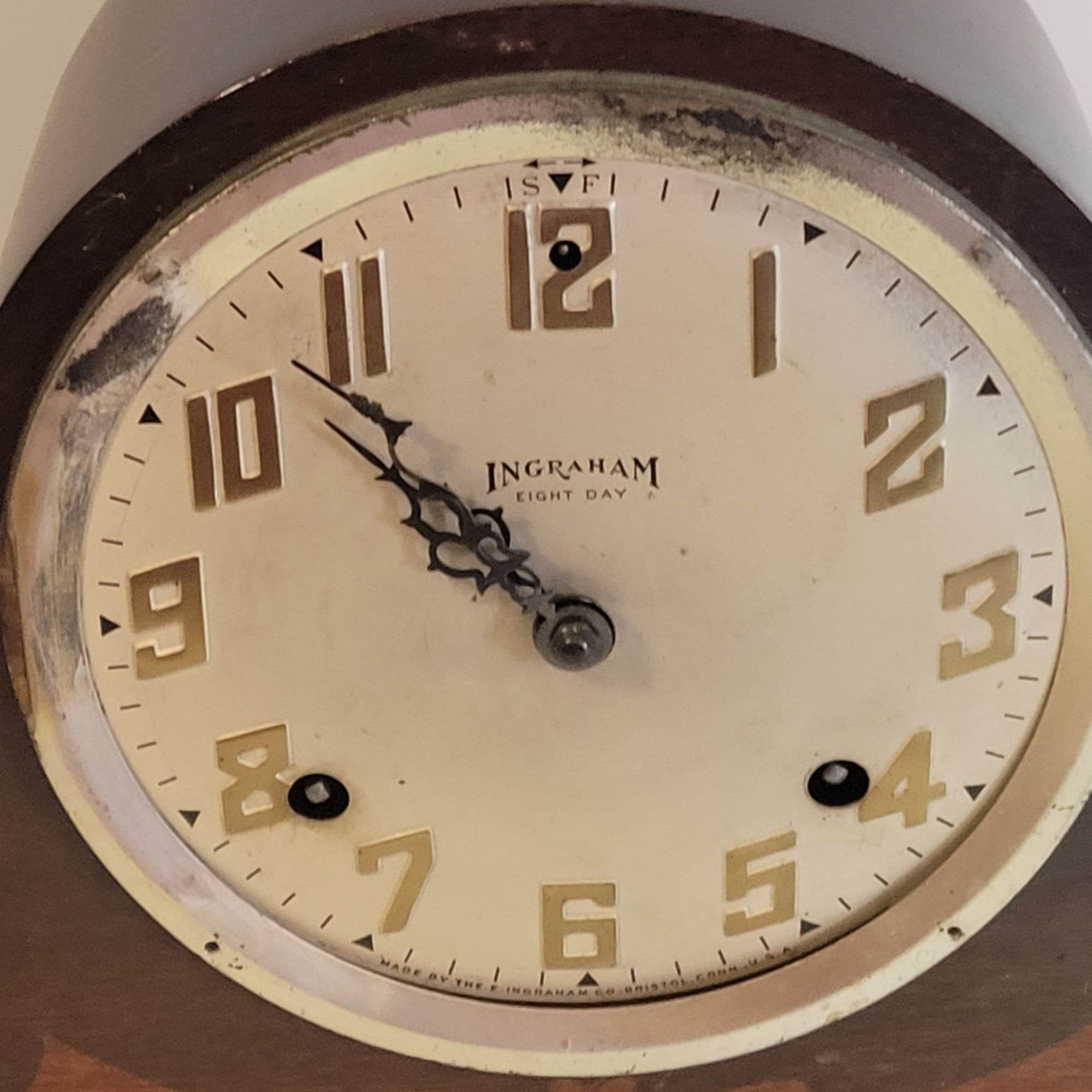 Vintage Ingraham Company Hathor Duplex 7 Wind up 8 Day Mantle Clock