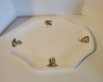 Vintage 14.5" Ceramic Southwestern Cactus Print Serving Platter