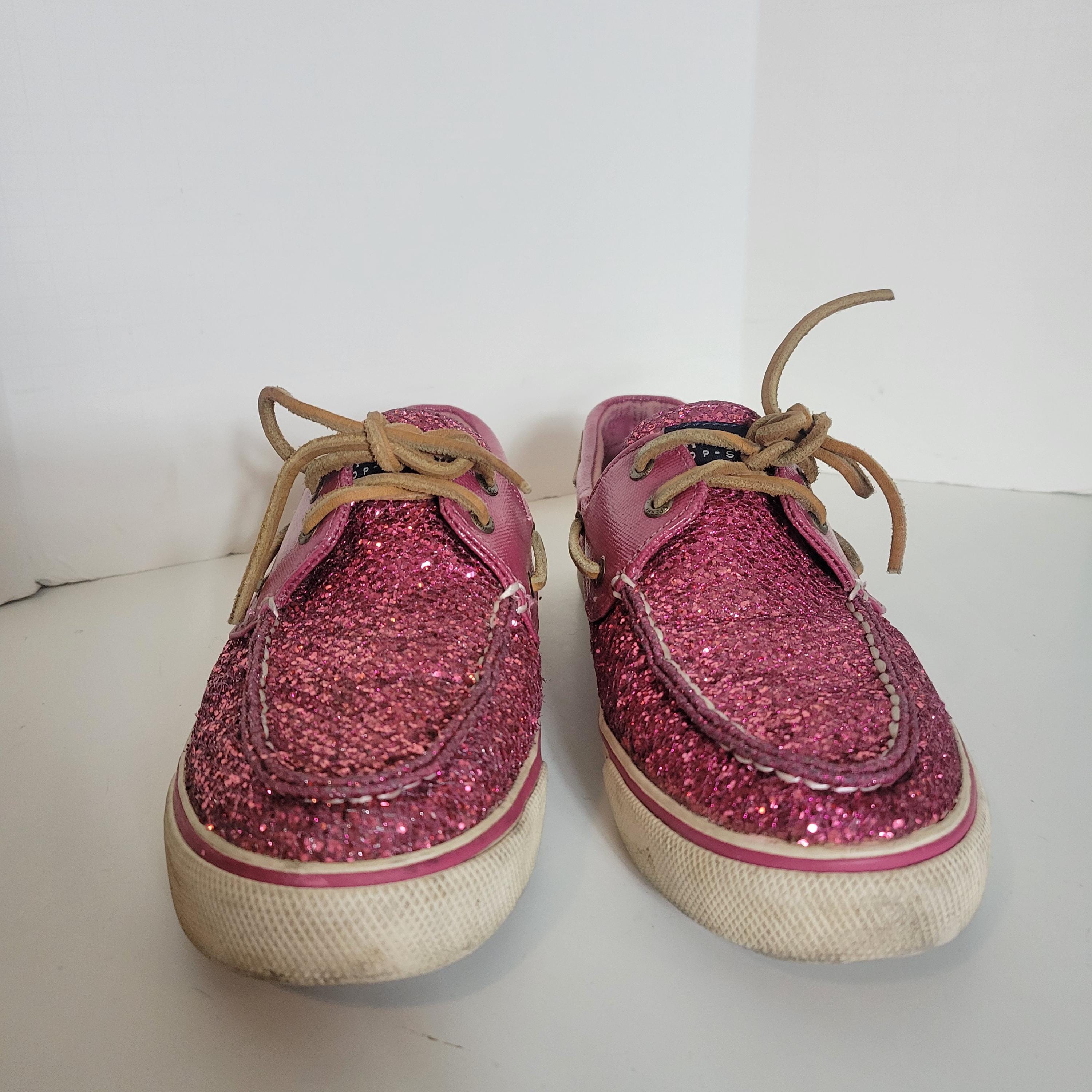 Vintage Sperry Top-sider Women's Glittery Pink Boat Shoes