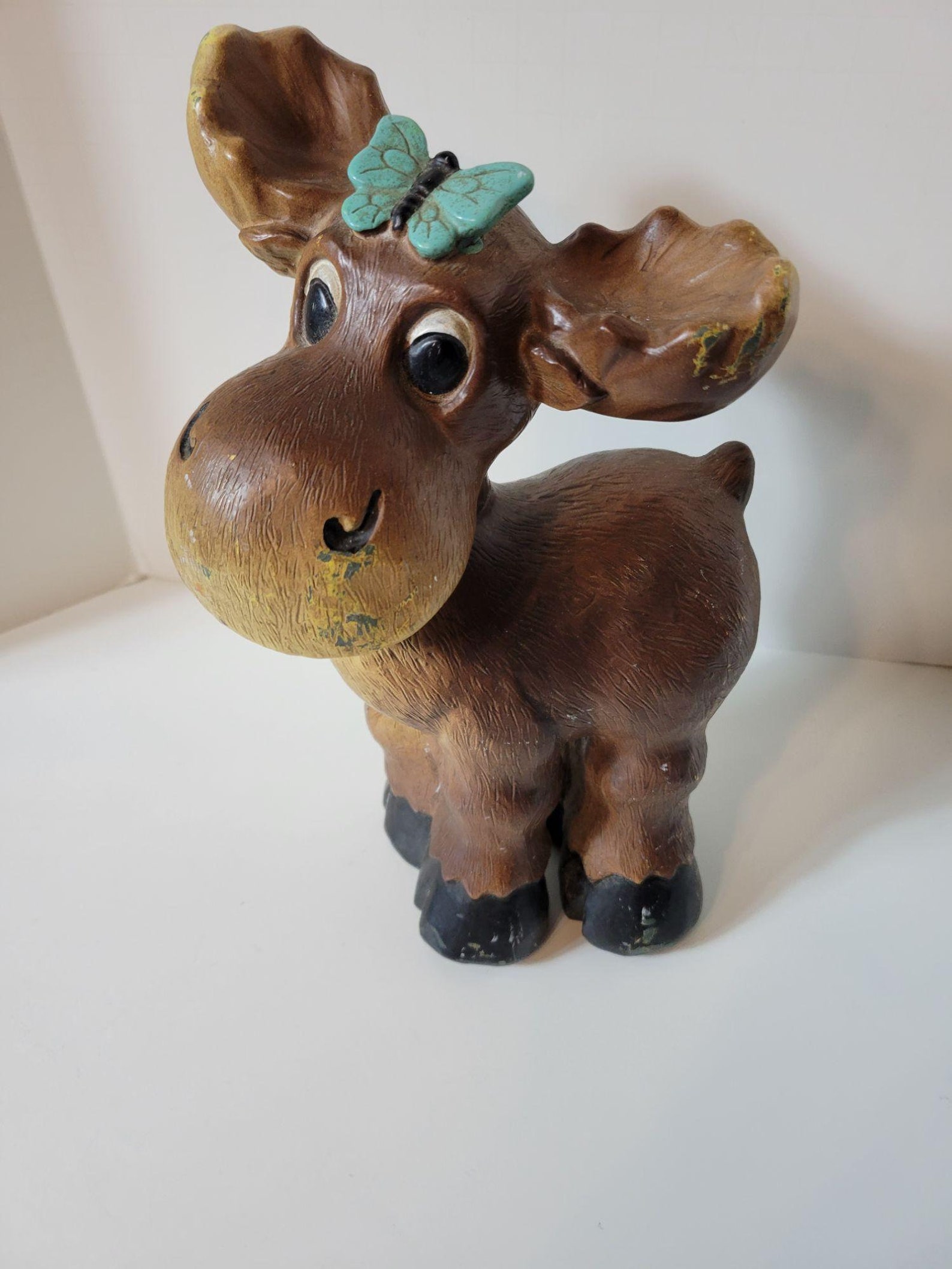 Vintage Whimsical Moose Figurine Statue Decor RARE Etsy