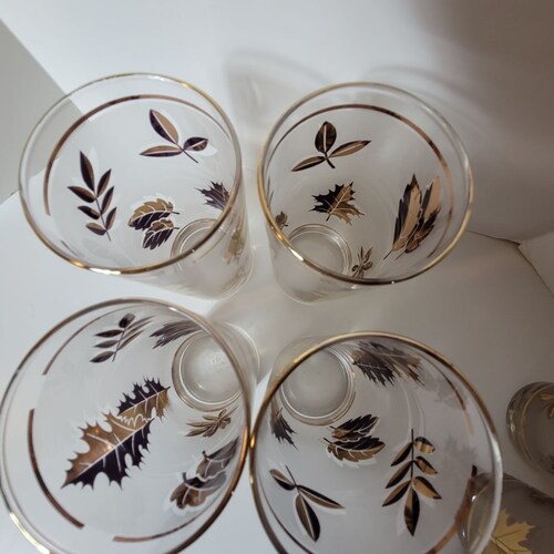 Vintage Libbey Golden Foliage Set of shops 8 Glasses