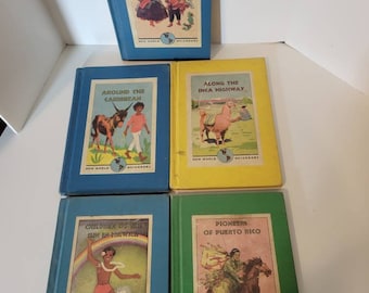 Set of 5 New World Neighbors Vintage Books Published in 1940's