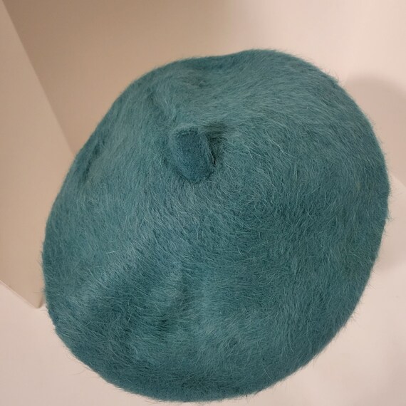 Vintage Printemps Paris Angora Turquoise Tam Beret - image 6