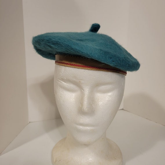 Vintage Printemps Paris Angora Turquoise Tam Beret - image 1