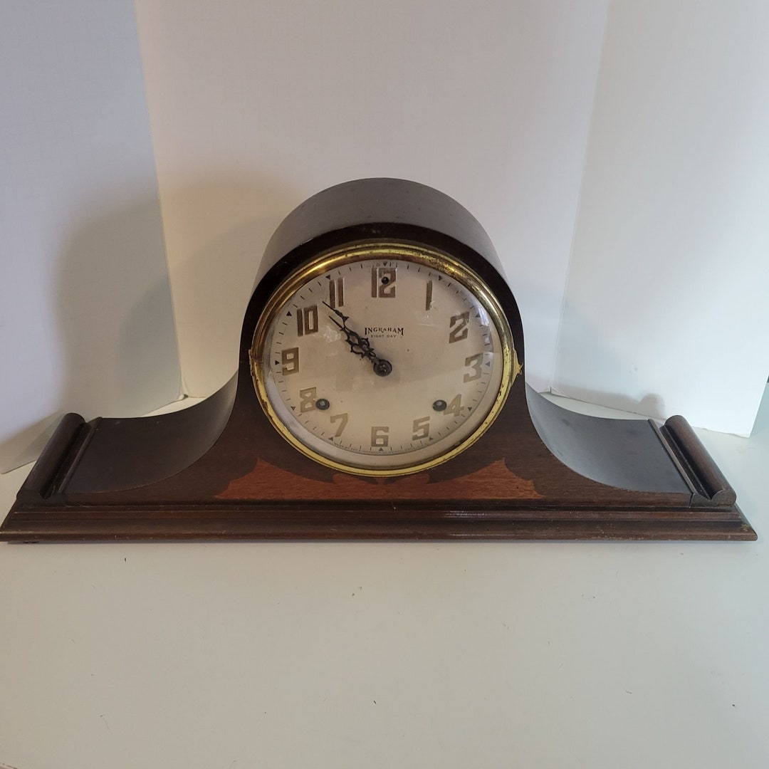 Vintage Ingraham Company Hathor Duplex 7 Wind up 8 Day Mantle Clock