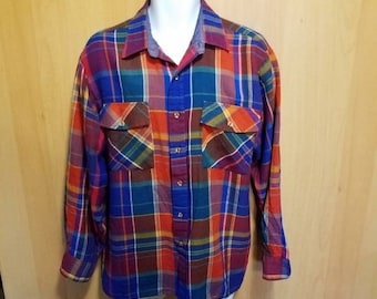 Vintage Backpacker Sportswear Acrylic Plaid LS Button Down Gorpcore Shirt