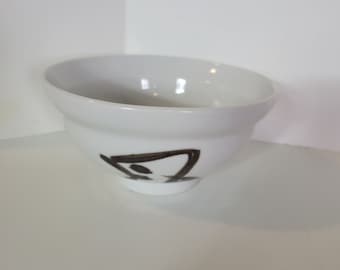 Vintage Unbranded Japanese Hand Painted Characters Ceramic Rice Soup Bowl