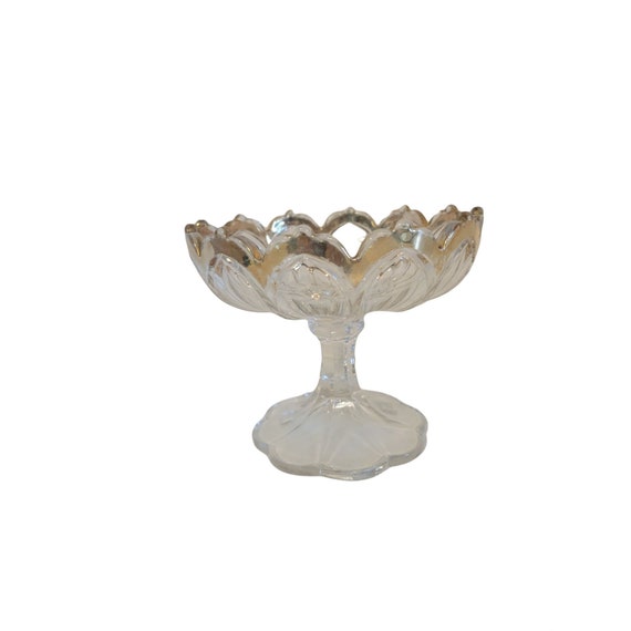 Vintage Clear Glass Compote Dish With Gold Trim MCM Etsy