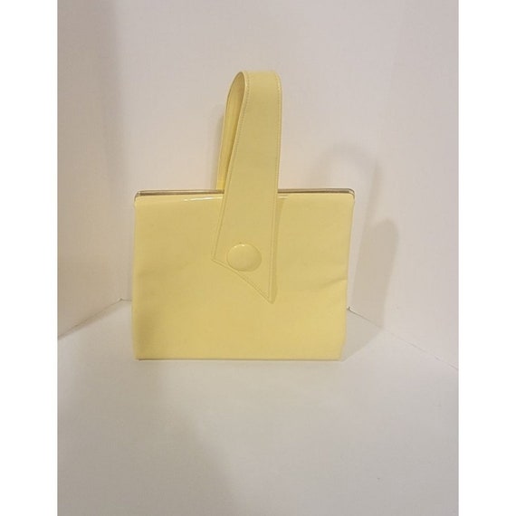 Vintage Unbranded Yellow Vinyl Top Handle Handbag 