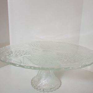 L. E. Smith Grape Design Pedestal Cake Plate