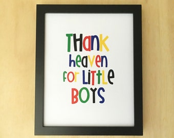 Niño viveros pared arte imprimible, gracias cielo por little boys, Boy sala de decoración de la pared, bebé vivero decoración, regalo de Christian Baby boy, 8 x 10