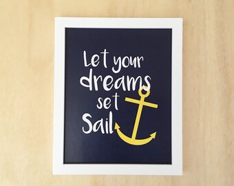 Nautical Nursery Art Print, Anchor, Inspirational Quote (Digital Download)