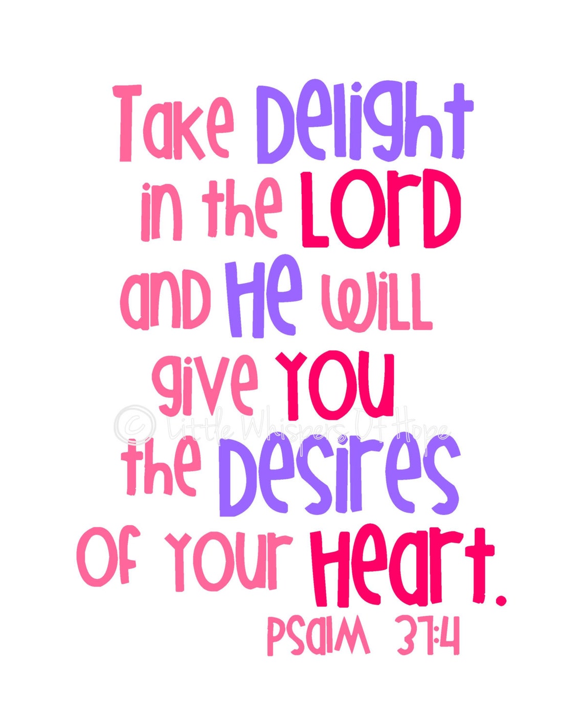 Christian Printable Wall Art Quote. Bible Verse Decor. Take Delight in ...
