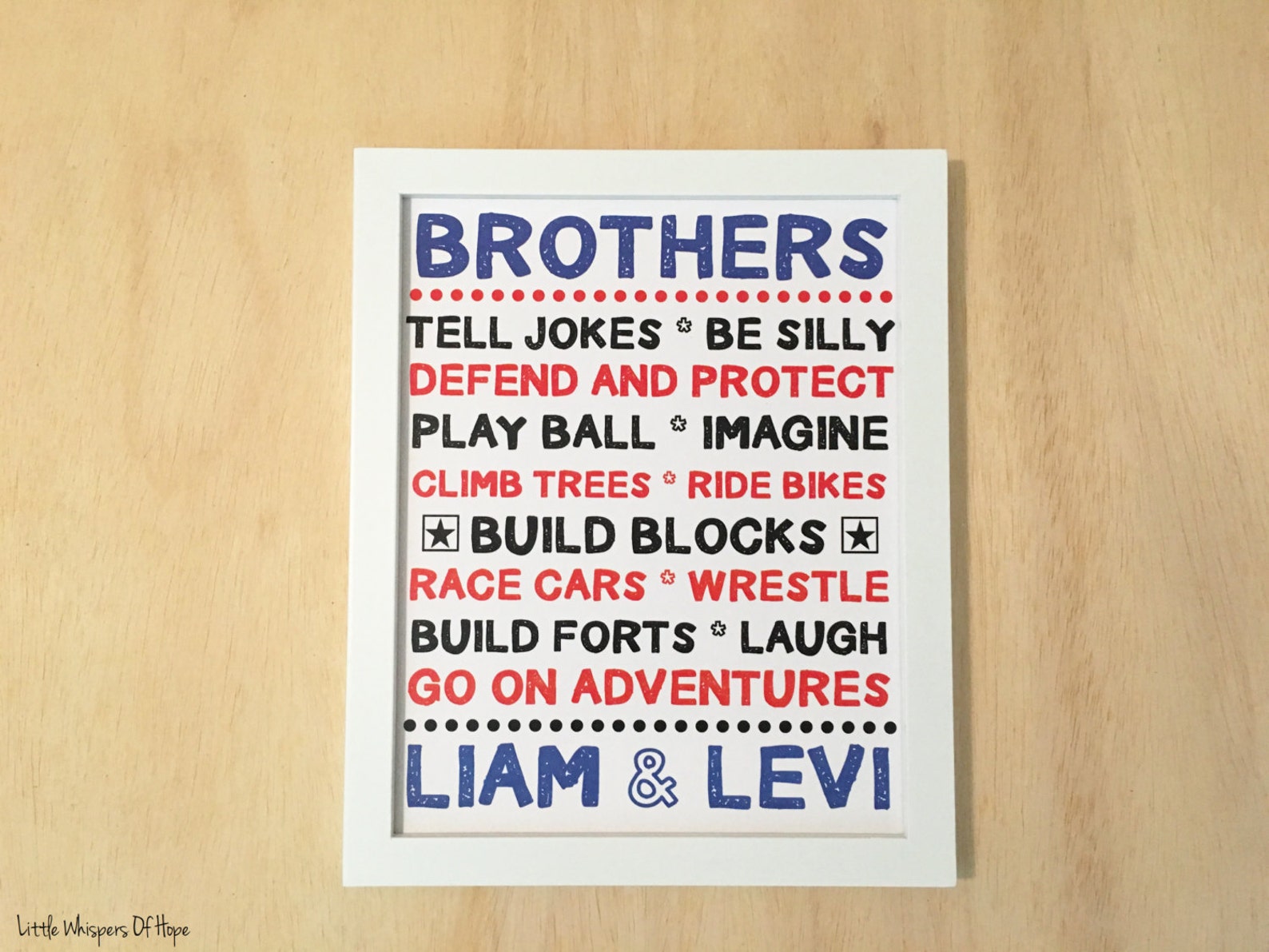 Brother wall decor. Brother printable personalized with names. Etsy