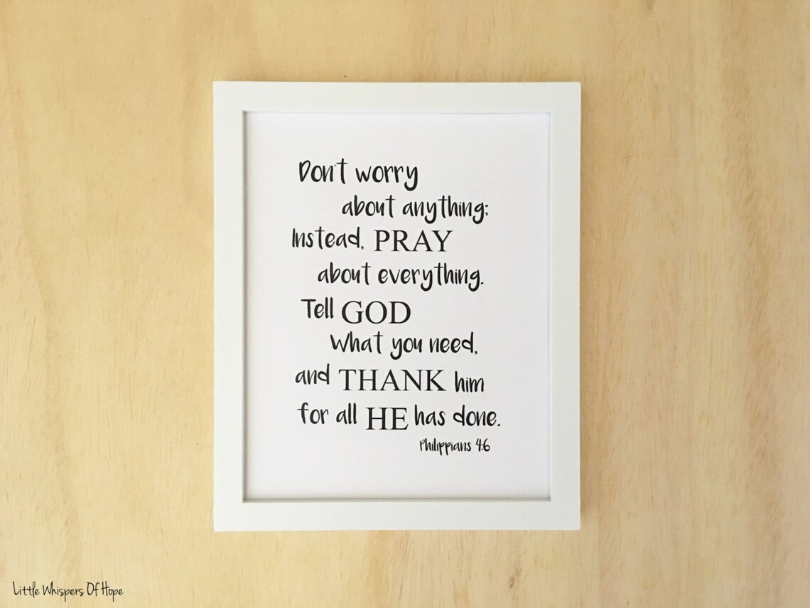 Christian Printable, Philippians 4:6 Bible Verse Wall Art, Printable ...