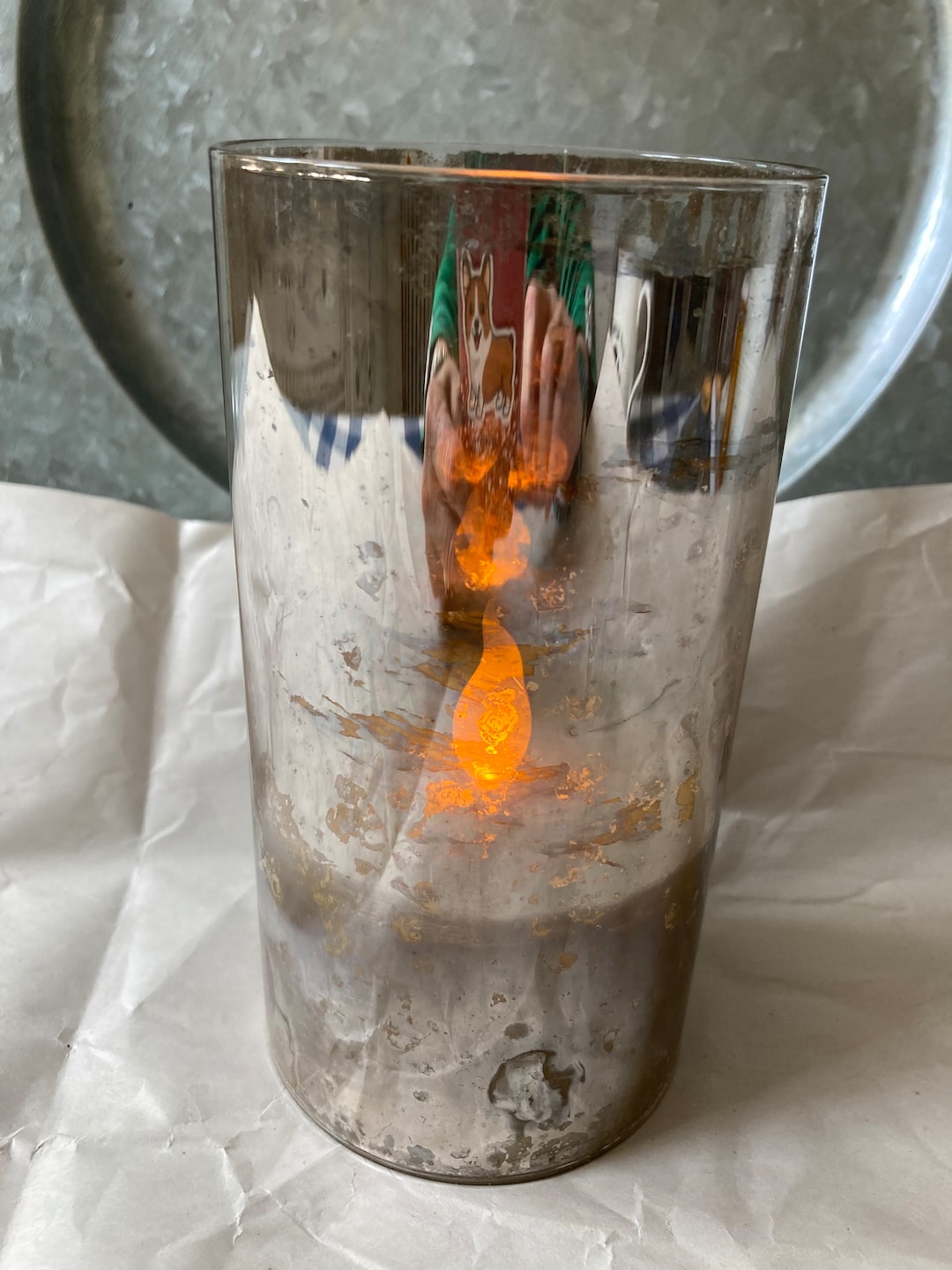 Mercury Glass Flameless Candle Etsy