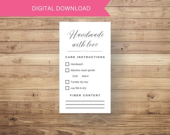 DIGITAL DOWNLOAD Handmade with Love Printable Care Cards