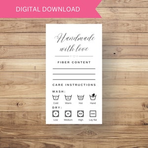 DIGITALER DOWNLOAD Handgemacht mit Liebe Pflegekarten zum Ausdrucken