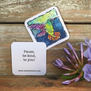 Tidbits of Love Box of 40 little cards, watercolor art & inspiring kind words on the back and a few left blank. Each one creates a smile image 4