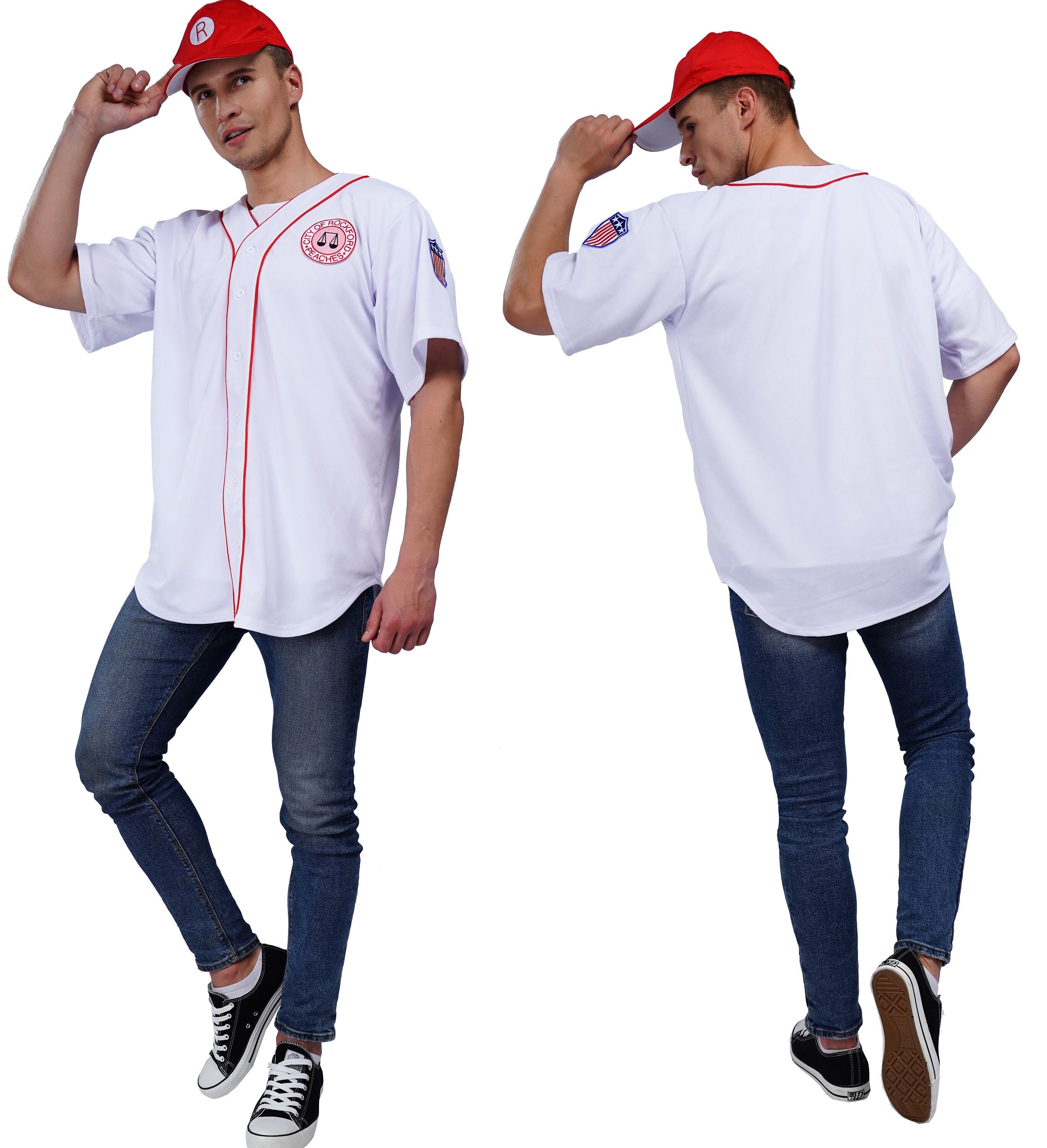  #43 Jimmy Dugan City of Rockford Peaches A League of Their Own  Movie Men's Baseball Jersey Stitched : Clothing, Shoes & Jewelry