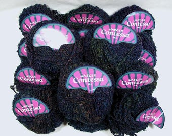 Navy Blue Wool Blend Yarn Multicolor Highlights Jaeger Contessa Boucle 50g Lot of 15