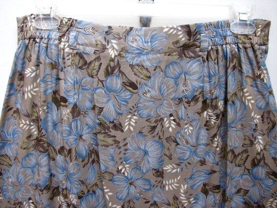 Sag Harbor A-line Skirt Brown & Blue Floral Rayon… - image 5