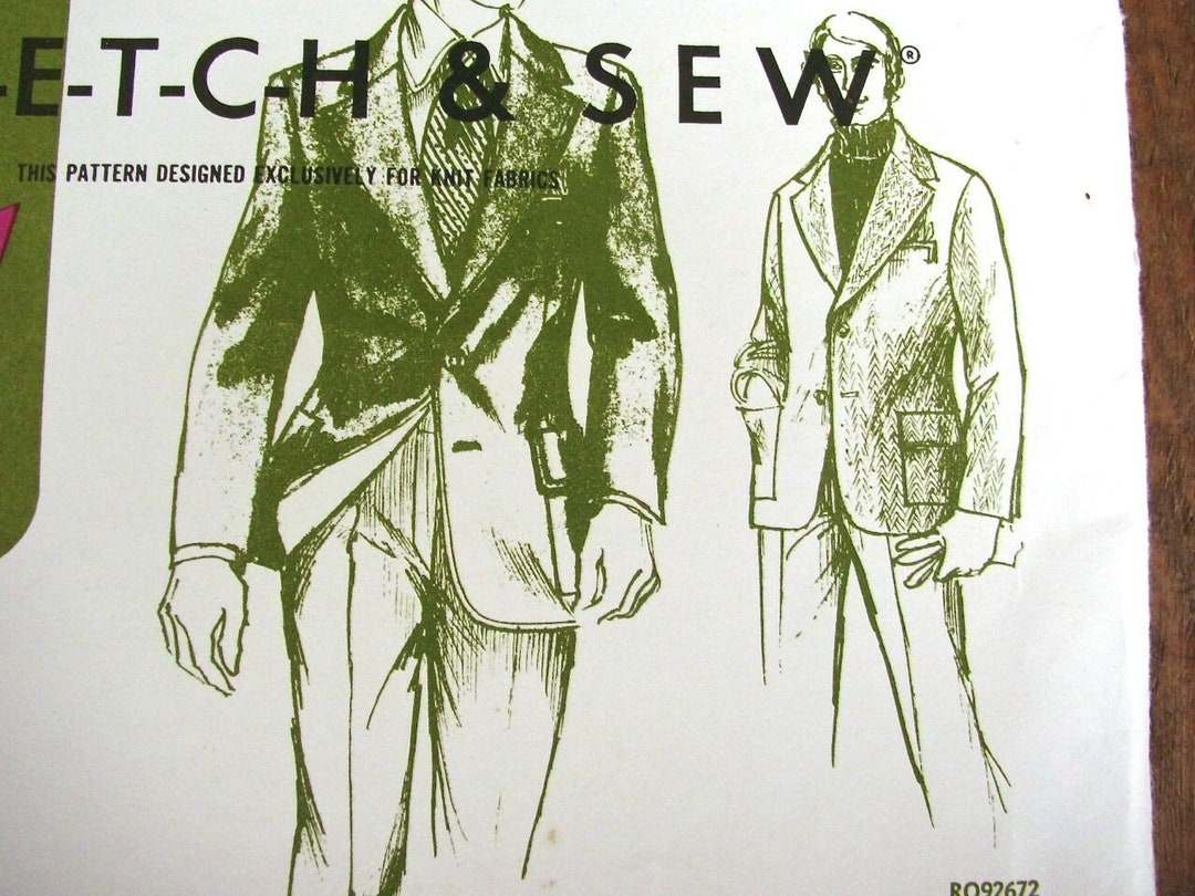 Men's Tailored Jacket Sewing Pattern Stretch & Sew 1775 Etsy