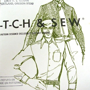 Mens Dress Shirt Sewing Pattern: Stretch & Sew 1760, Chest 32-48 (Uncut)