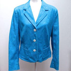 Vintage Paisley Blazer: Villager by Liz Claiborne, Bright Blue, Size 14