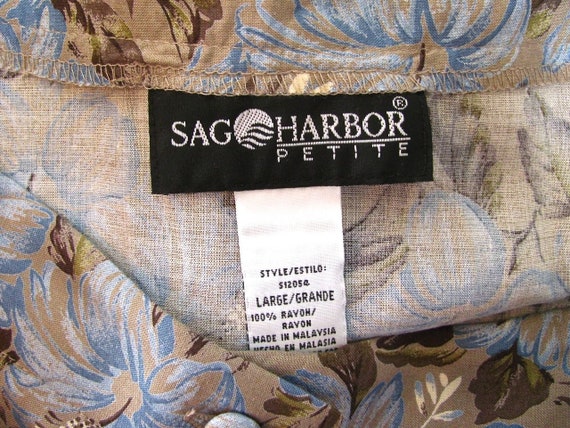 Sag Harbor A-line Skirt Brown & Blue Floral Rayon… - image 8