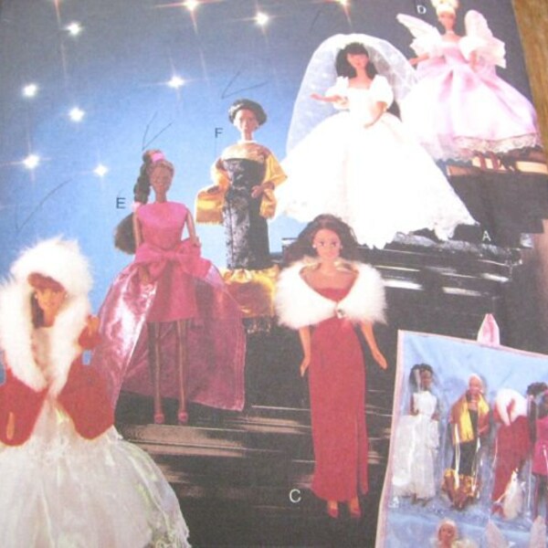 Barbie Clothes Sewing Pattern with Organizer Wedding Dress Formalwear Party Butterick 5061 Uncut FF