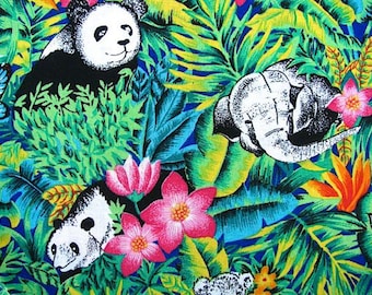 Jungle Animal Print Fabric 100% Cotton Tropical Fantasy Novelty Childrens By the Yard 44" Wide