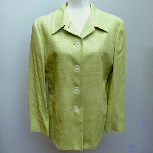 Vintage Summer Silk Blazer Lime Green Ann Freedberg Nicole Womens Size 12
